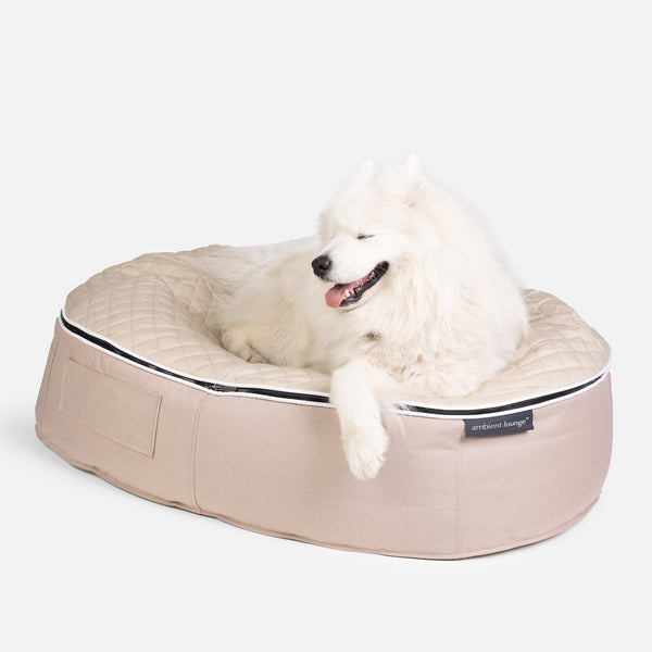 (L) Premium ThermoQuilt Dog Bed (Beige)